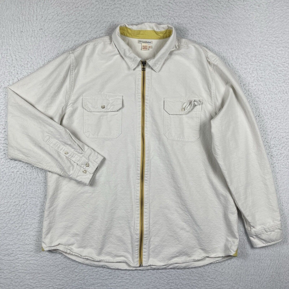 Carbon2Cobalt Shirt Mens XL Off White Shacket Casual Preppy Workwear Flap Pocket